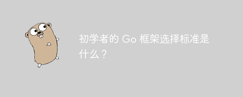 初学者的 Go 框架选择标准是什么?