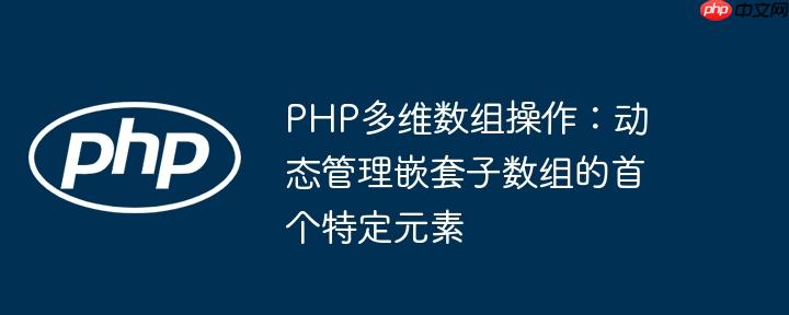 PHP多维数组操作：动态管理嵌套子数组的首个特定元素