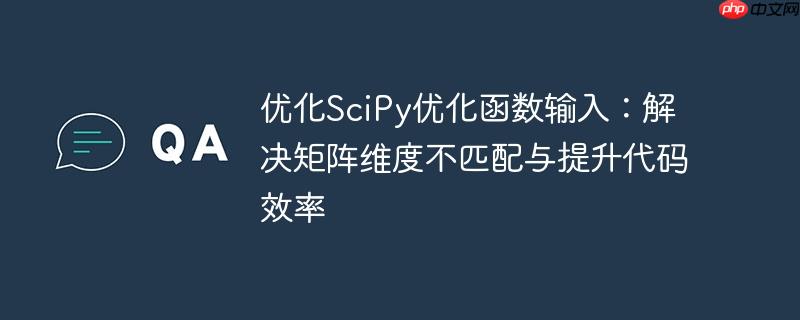优化SciPy优化函数输入：解决矩阵维度不匹配与提升代码效率