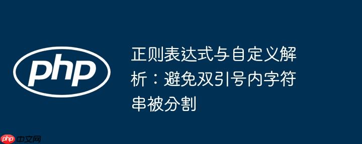 正则表达式与自定义解析：避免双引号内字符串被分割